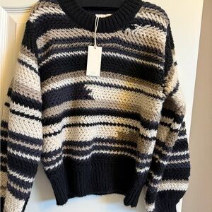 Z Supply Black and Cream Striped Sweater